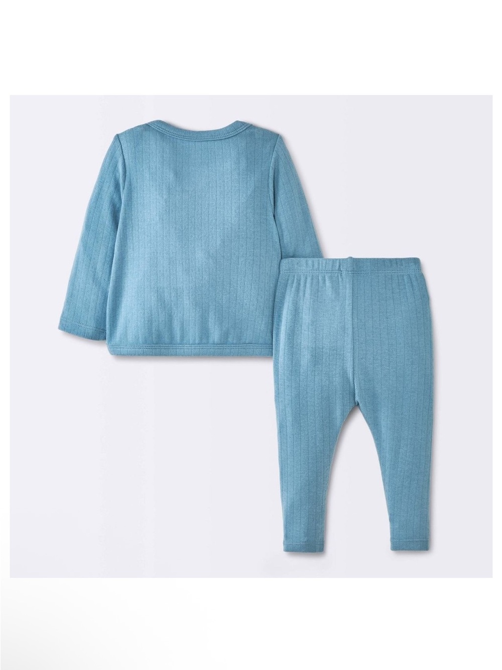 cloud island Light Blue Ribbed Wrap-Top Set - Picture 2 of 5